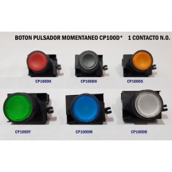 BOTON PULSADOR MOMENTANEO PLASTICO CP100D* + 1 CONTACTO N.O.