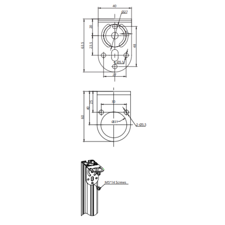 TL50S-C100   Bracket en L para torreta TL50