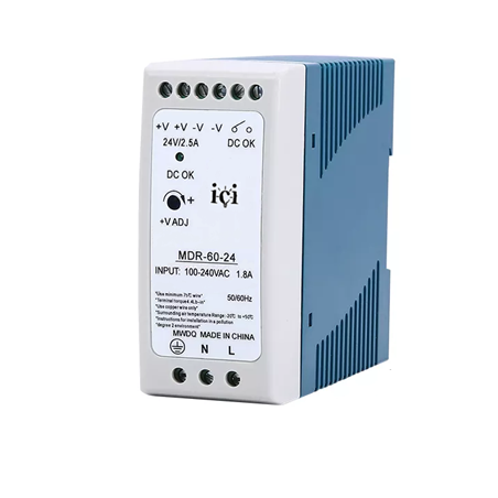 MDR-60-24    Fuente de poder 24 VCD, 2.5 A, 60 watts, montaje riel din.