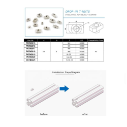PATN5336   T-NUT M8, tipo Slide-in