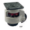 PAC100F   Rueda niveladora ajustable con bloqueo y montaje tipo brida, 750kg