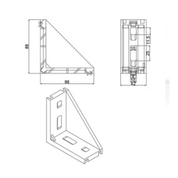 PABL1063   Bracket de esquina interior 45*90mm.para perfil de aluminio 45mm (Gusset) 4545E-10