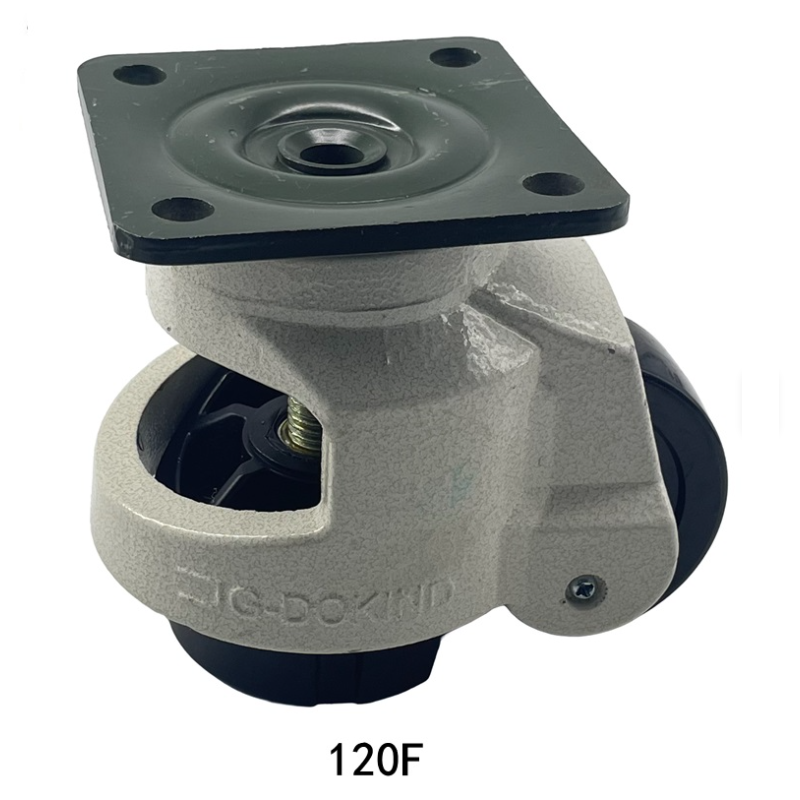 PAC120K   Adjustable leveling wheel with lock and flange mounting, 1000kg elephant foot