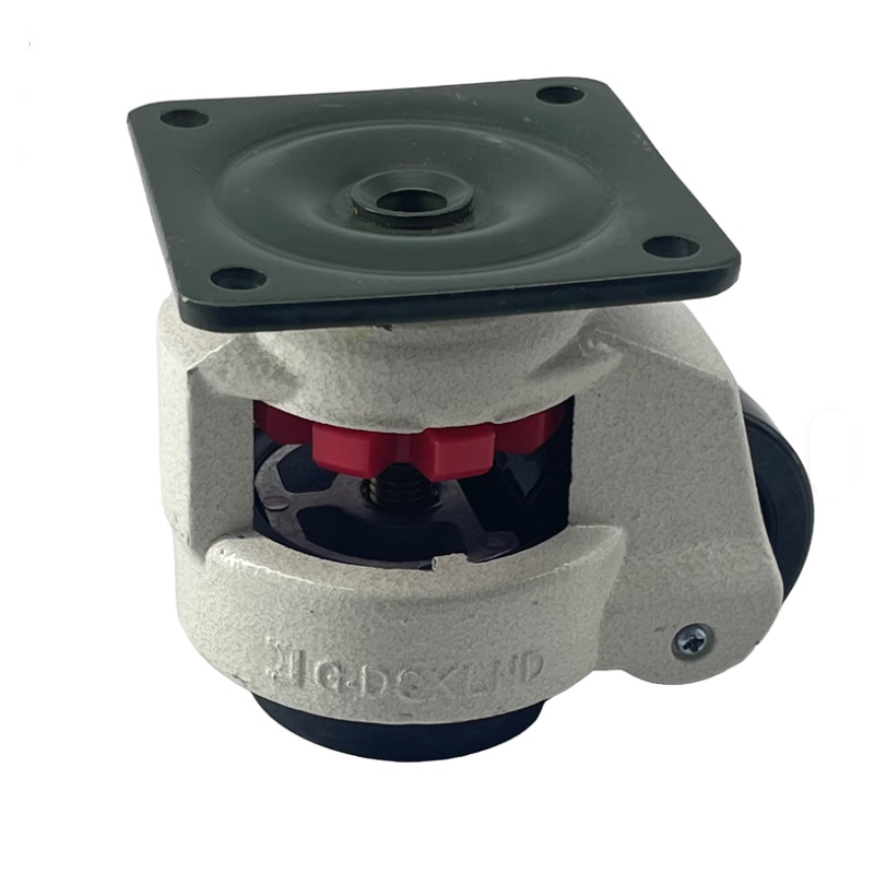 PAC80F    Adjustable leveling wheel with lock and flange mounting, 500kg, elephant foot