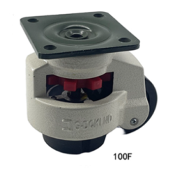 PAC100F   Rueda niveladora ajustable con bloqueo y montaje tipo brida, 750kg  (pata de elefante)