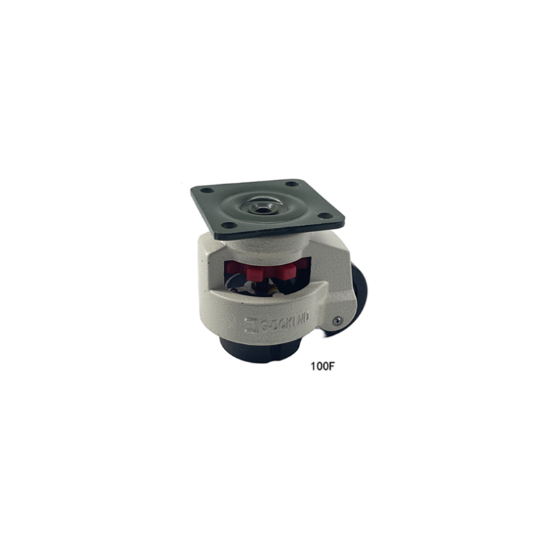 PAC100F   Rueda niveladora ajustable con bloqueo y montaje tipo brida, 750kg  (pata de elefante)
