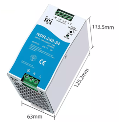 NDR-240-24    Fuente de poder 24 VCD, 10 A, 240 watts, montaje riel din.