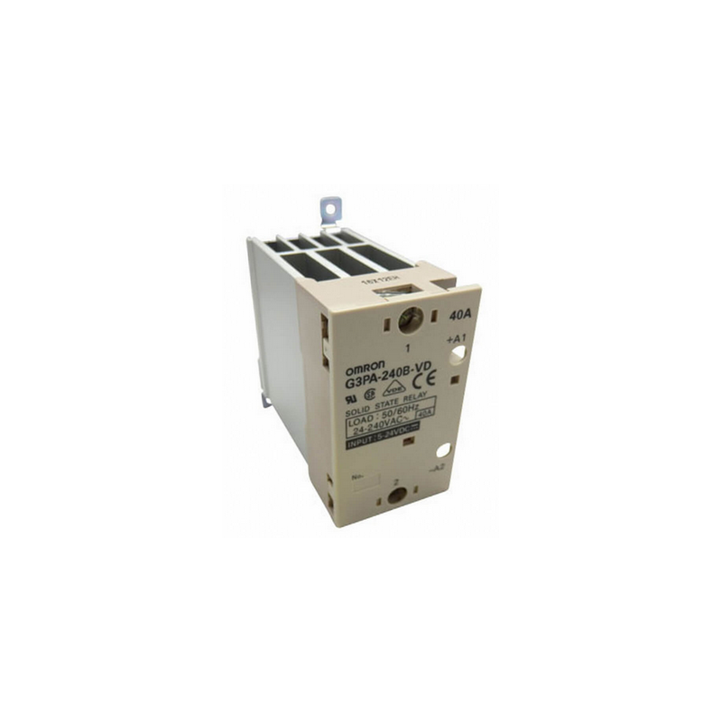 G3PA-240B-VD DC5-24 12 or 24VDC operation coil rating, a 5A carry current, and a 100mΩ maximum contact resistance.