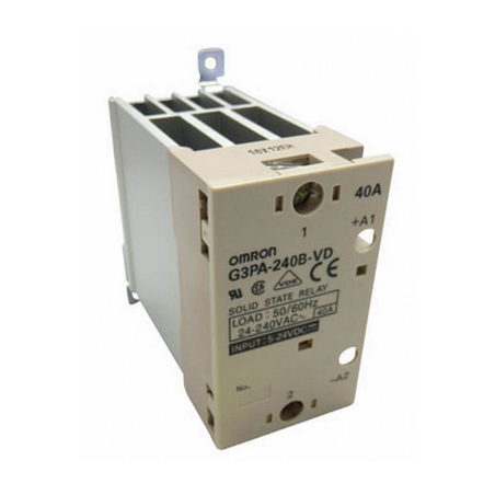 G3PA-240B-VD DC5-24 12 or 24VDC operation coil rating, a 5A carry current, and a 100mΩ maximum contact resistance.