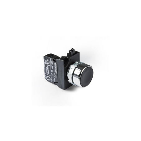 CM100DH  Boton pulsador metálico momentaneo negro, 1 contacto N.A