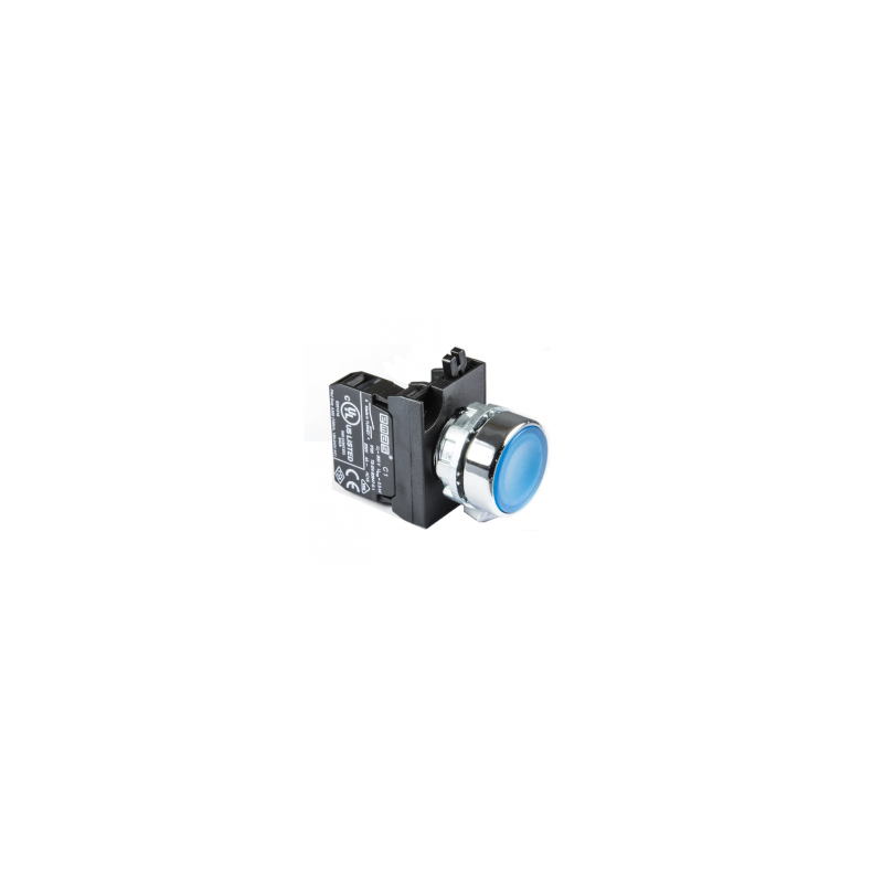 CM100DM  Blue momentary metallic Push button, 1 N.O. contact