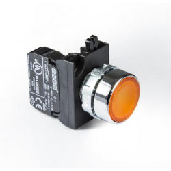 CM100DS  Yellow momentary metallic Push button, 1 N.O. contact