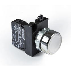 CM100DB  White momentary metallic Push button, 1 N.O. contact
