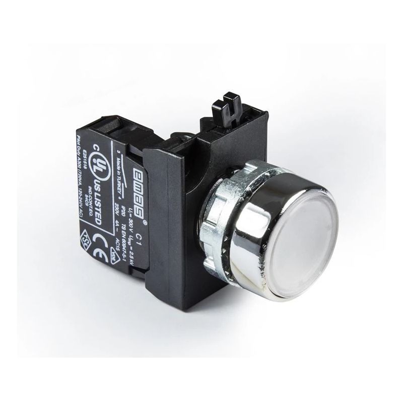 CM100DB White momentary metallic Push button, 1 N.O. contact CM100DB White momentary metallic Push button, 1 N.O. contact