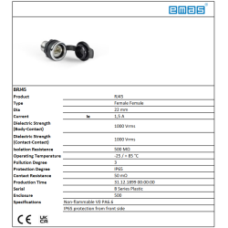 BRJ45   RJ45 Connector, female grommet, ethernet
