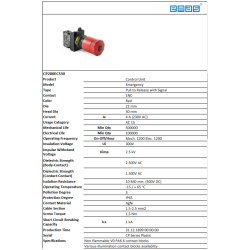 CP200ES30    Paro de emergencia plastico, +1 N.C, presionar-jalar para desenclavar, opcion indicador rojo