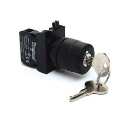 CP100AA21   plastic selector, 2 positions with key, +1 contact NO spring return