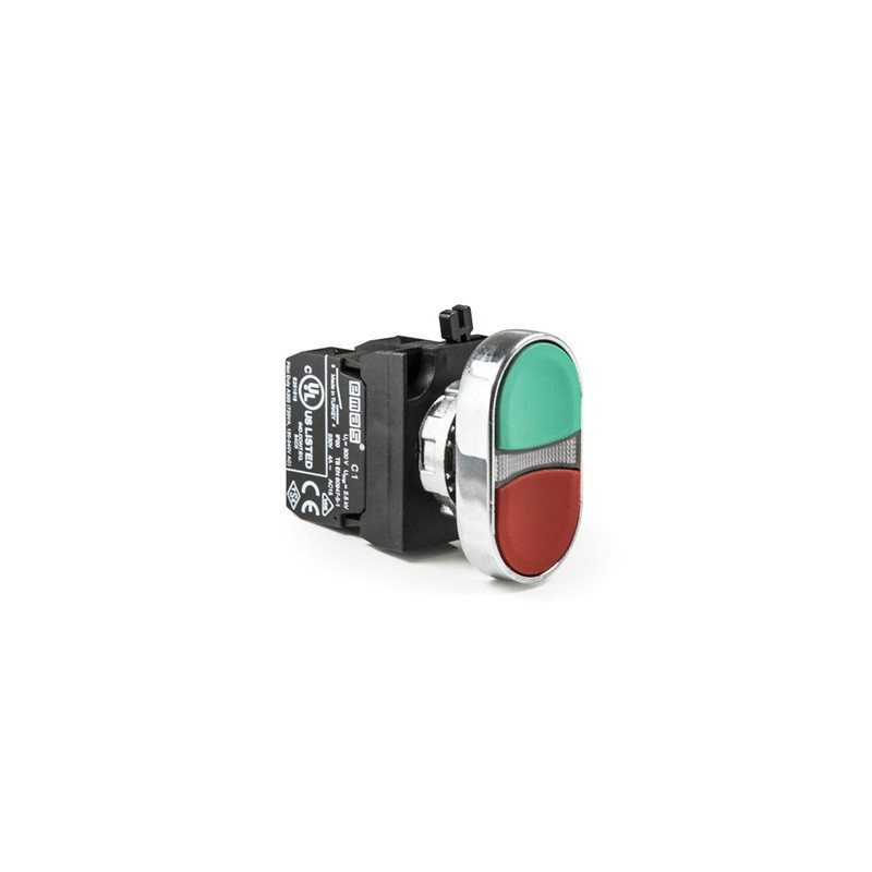CM102K20KY Double metal push button +1 N.A + 1 N.C, green-red