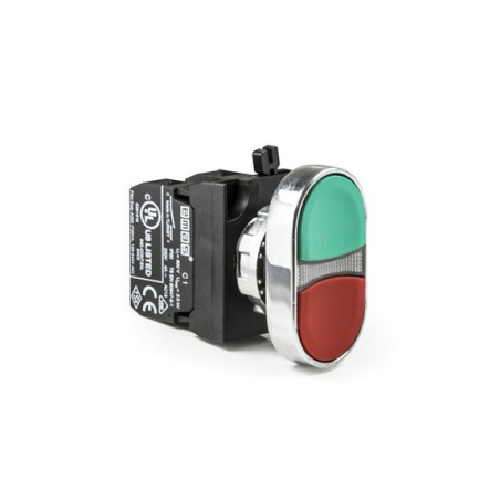 CM102K20KY Double metal push button +1 N.A + 1 N.C, green-red