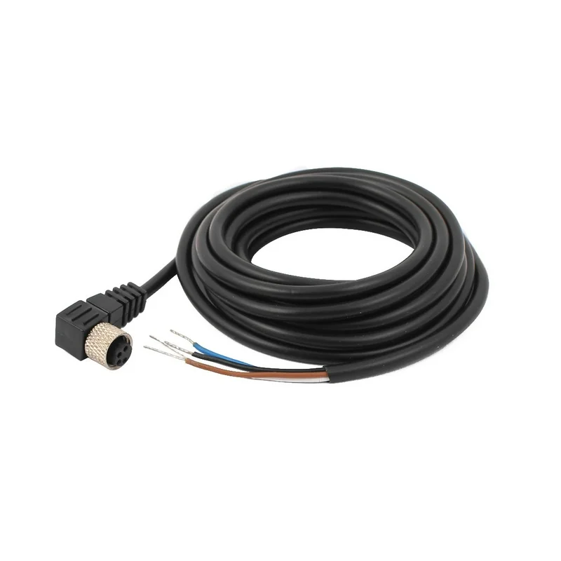 CHM8-A4P5M-B    Cable hembra M8, 4 pines, angulo, cable de 5mts, negro