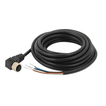 CHM8-A4P5M-B    Cable hembra M8, 4 pines, angulo, cable de 5mts, negro