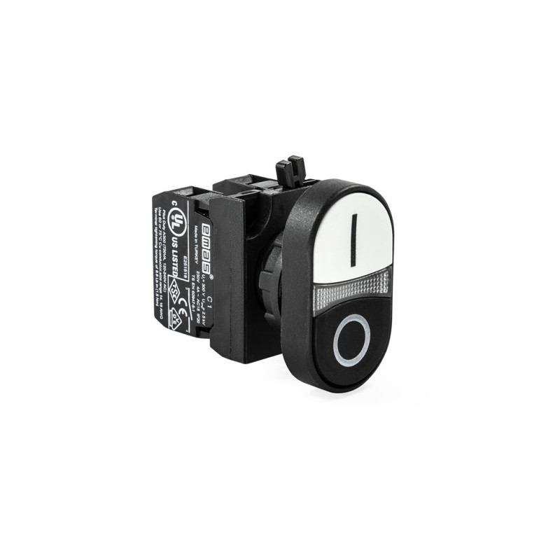 CP102K20HB-0-1 Double plastic push button 0-1 +1 NO + 1 NC, white-black