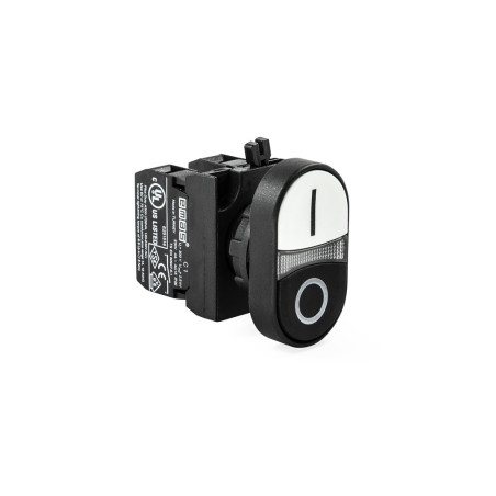 CP102K20HB-0-1 Double plastic push button 0-1 +1 NO + 1 NC, white-black
