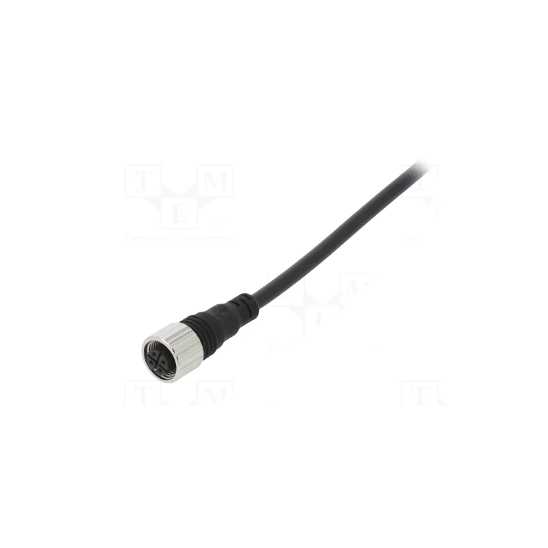 CHM12-R4P5M-B M12 female cable, 4 pin, straight, 5m cable, black