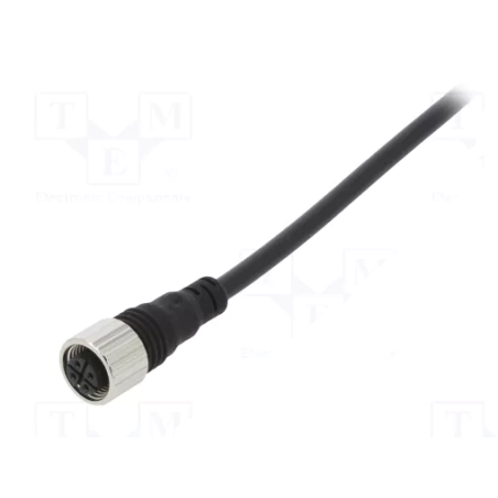 CHM12-R4P5M-B M12 female cable, 4 pin, straight, 5m cable, black