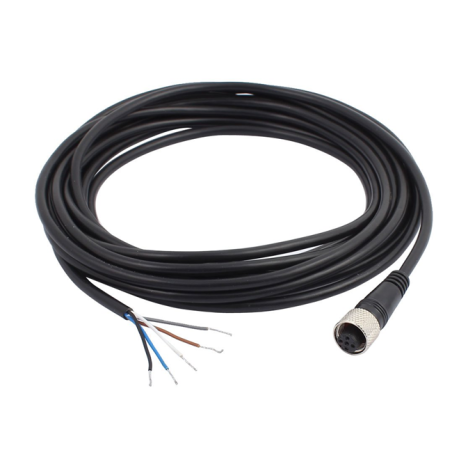 CHM12-R5P5M-B    Cable hembra M12, 5 pines, recto, cable de 5mts, negro