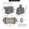 WHE48D   Conector heavy duty 24pins,salida superior ,base corta,2 palancas