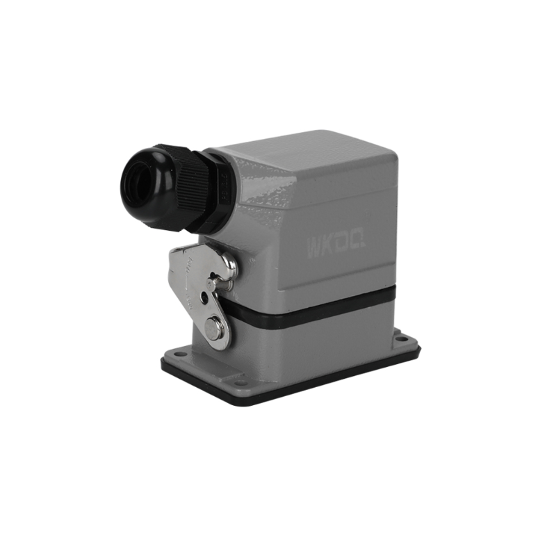 WHE06C Conector heavy duty 6pins,salida lateral,base corta,2 palancas WHE06C Conector heavy duty 6pins,salida lateral,base corta,2 palancas